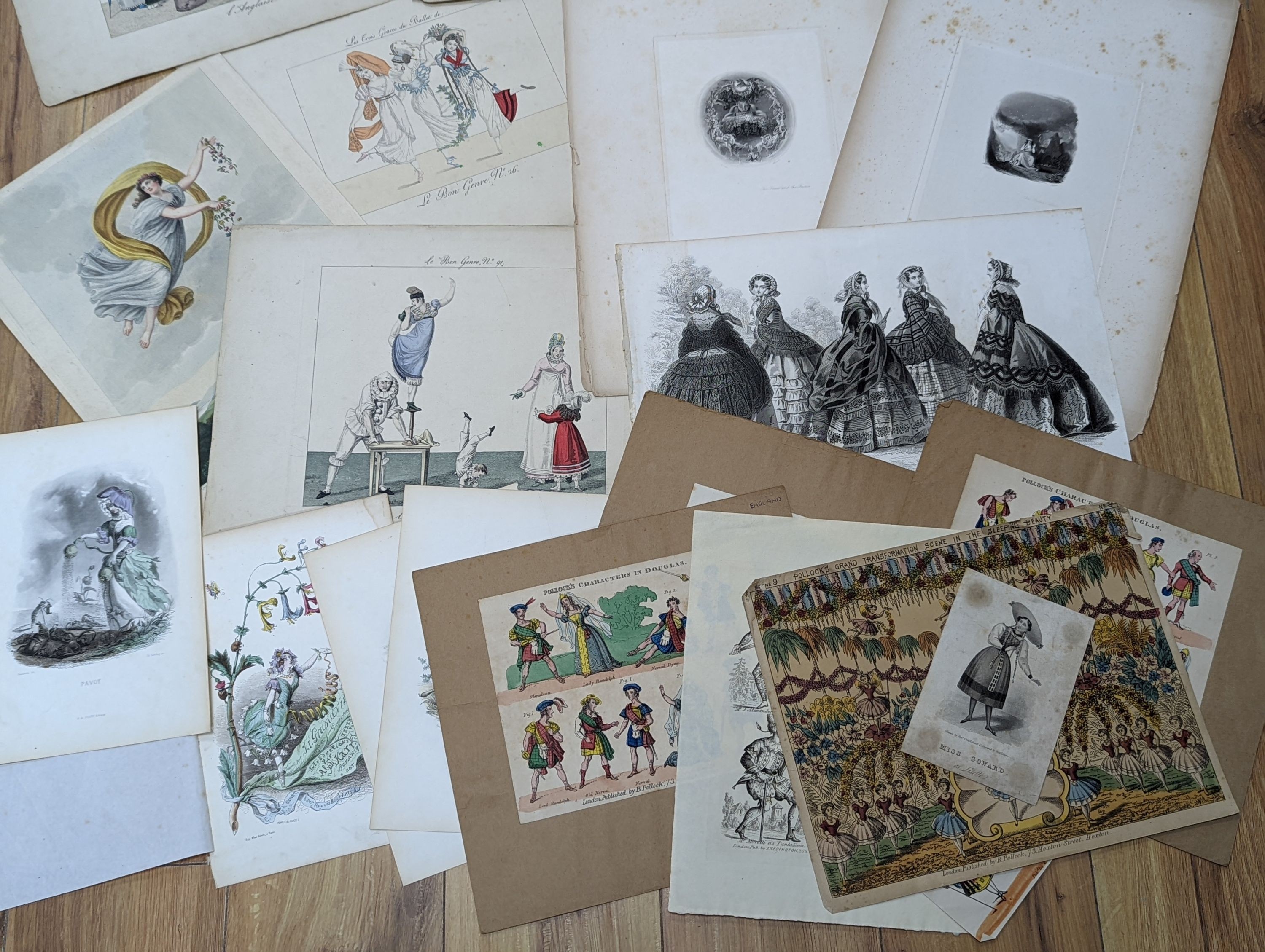 A folio of assorted antique prints